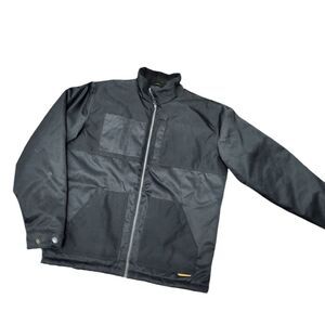 CAT Work Jacket Black Mens Large Zip Up Quilted Lining Winter Warm Caterpillar